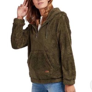 Billabong Medium Cozy For Keeps Green Fleece Quarter Zip Pullover Hoodie